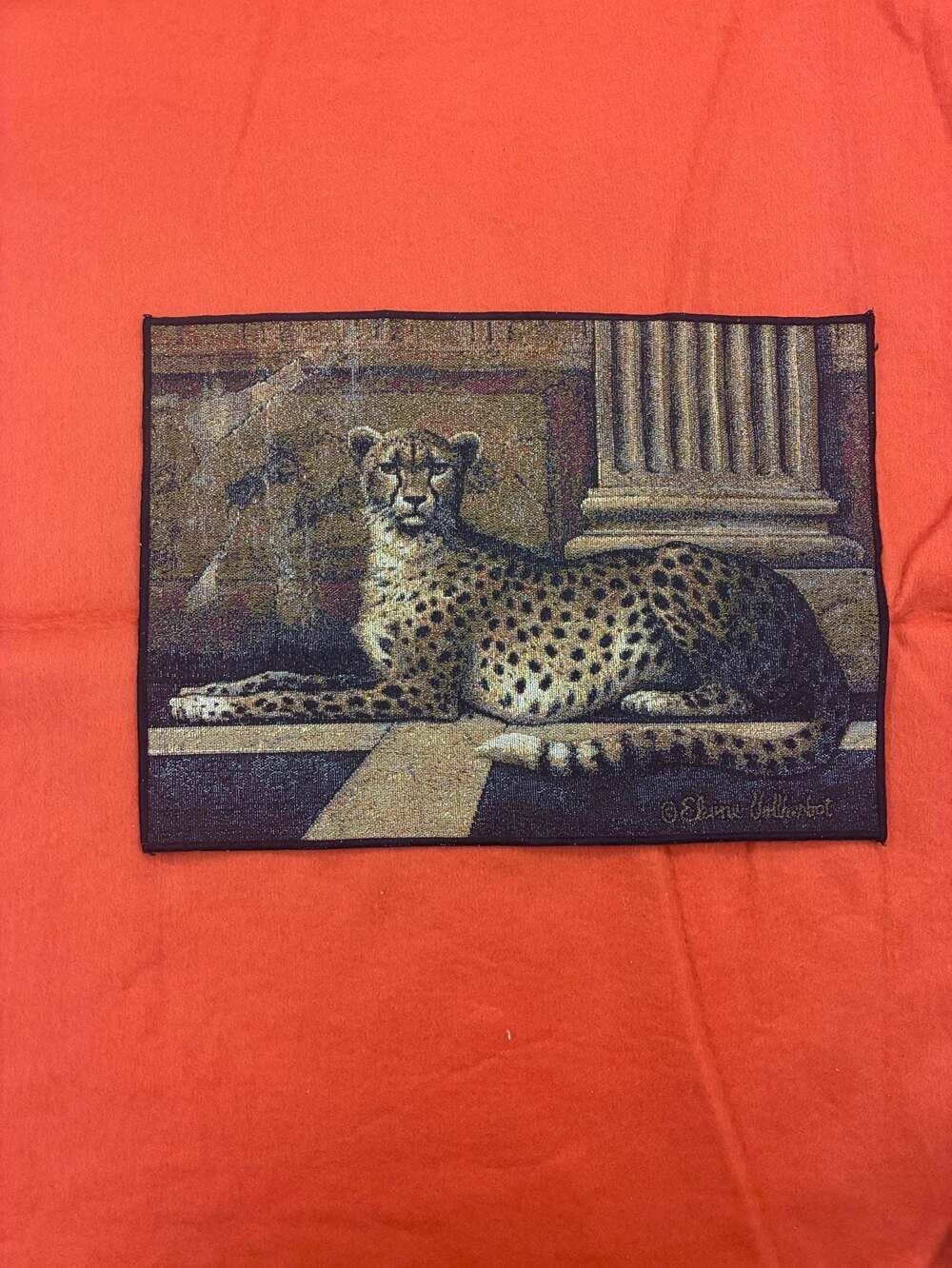 Vintage Elaine Vollherbst Pompeii Cheetah Tapestry Placemat